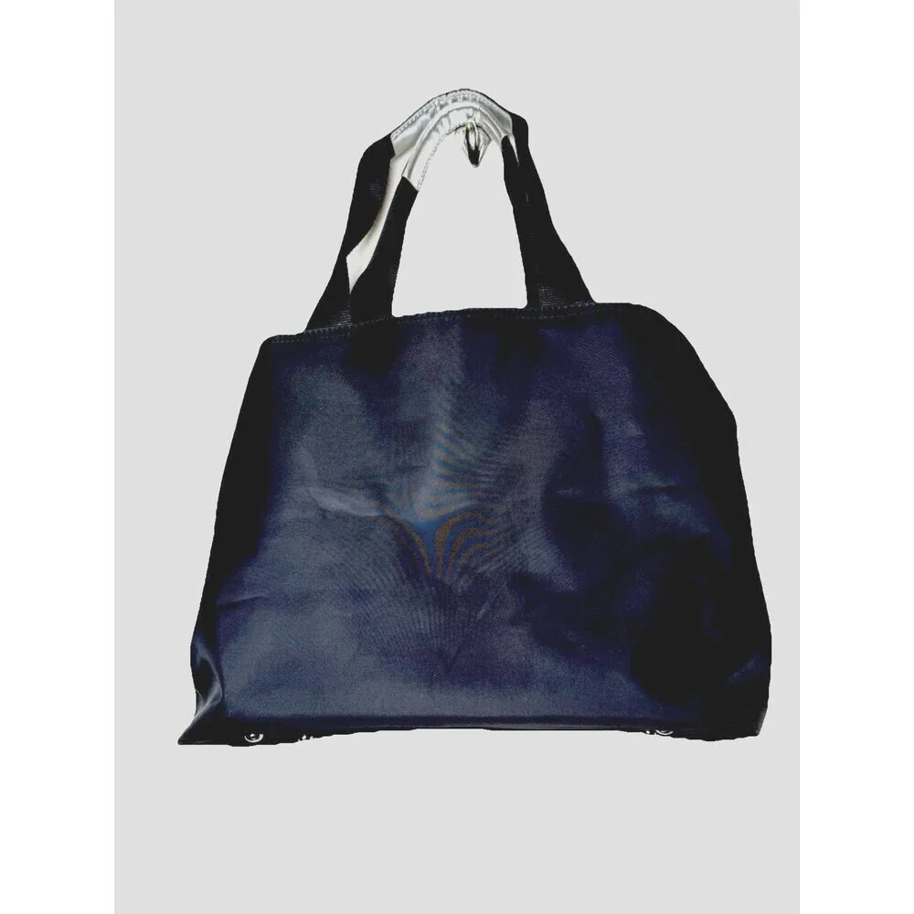 Versace Fragrance Tote Bag Black Nylon Silver Logo Zip NWOT